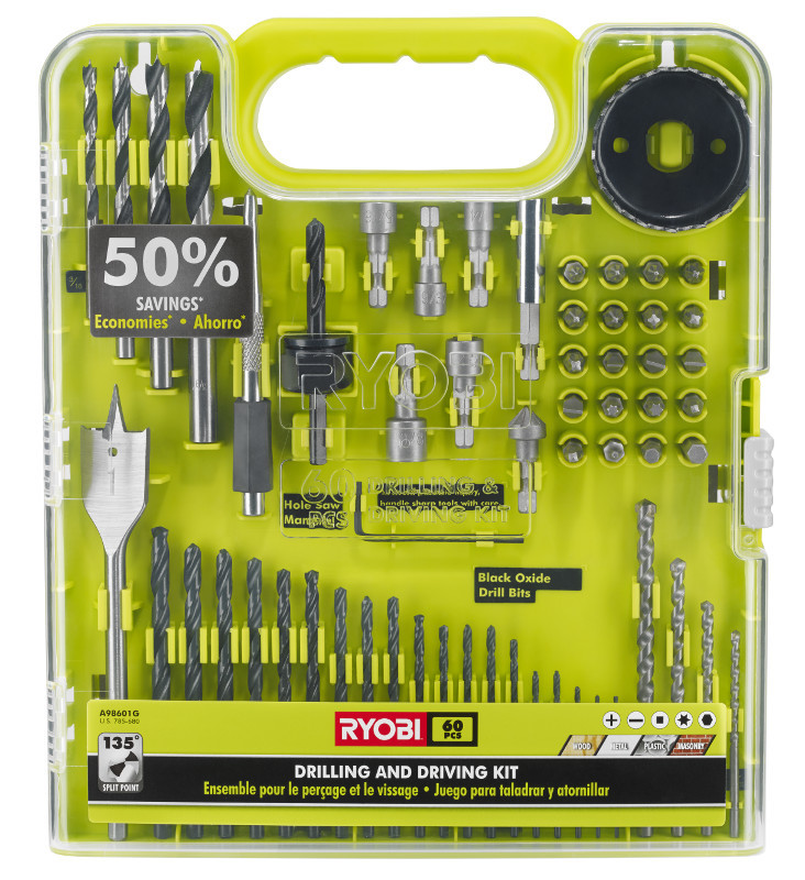 60 PC. DRILLING AND DRIVING KIT RYOBI Tools