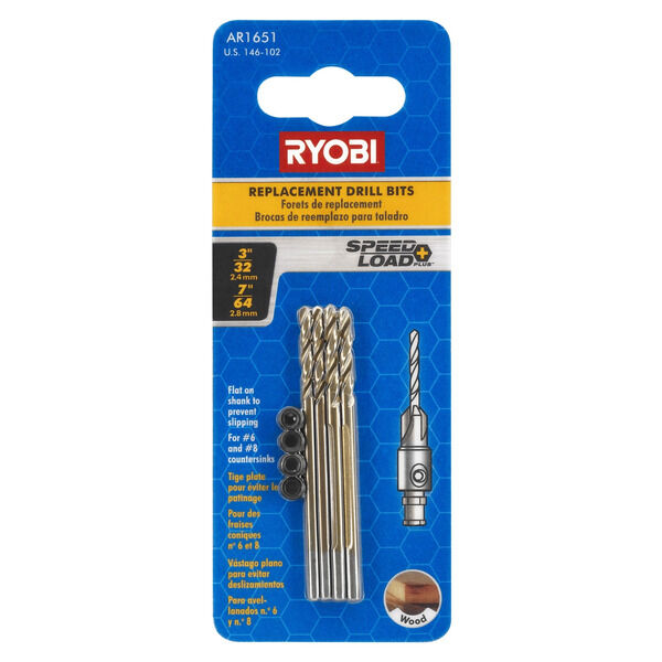 7/64 IN. AND 3/32 IN. REPLACEMENT DRILL BITS FOR COUNTERSINKS RYOBI Tools