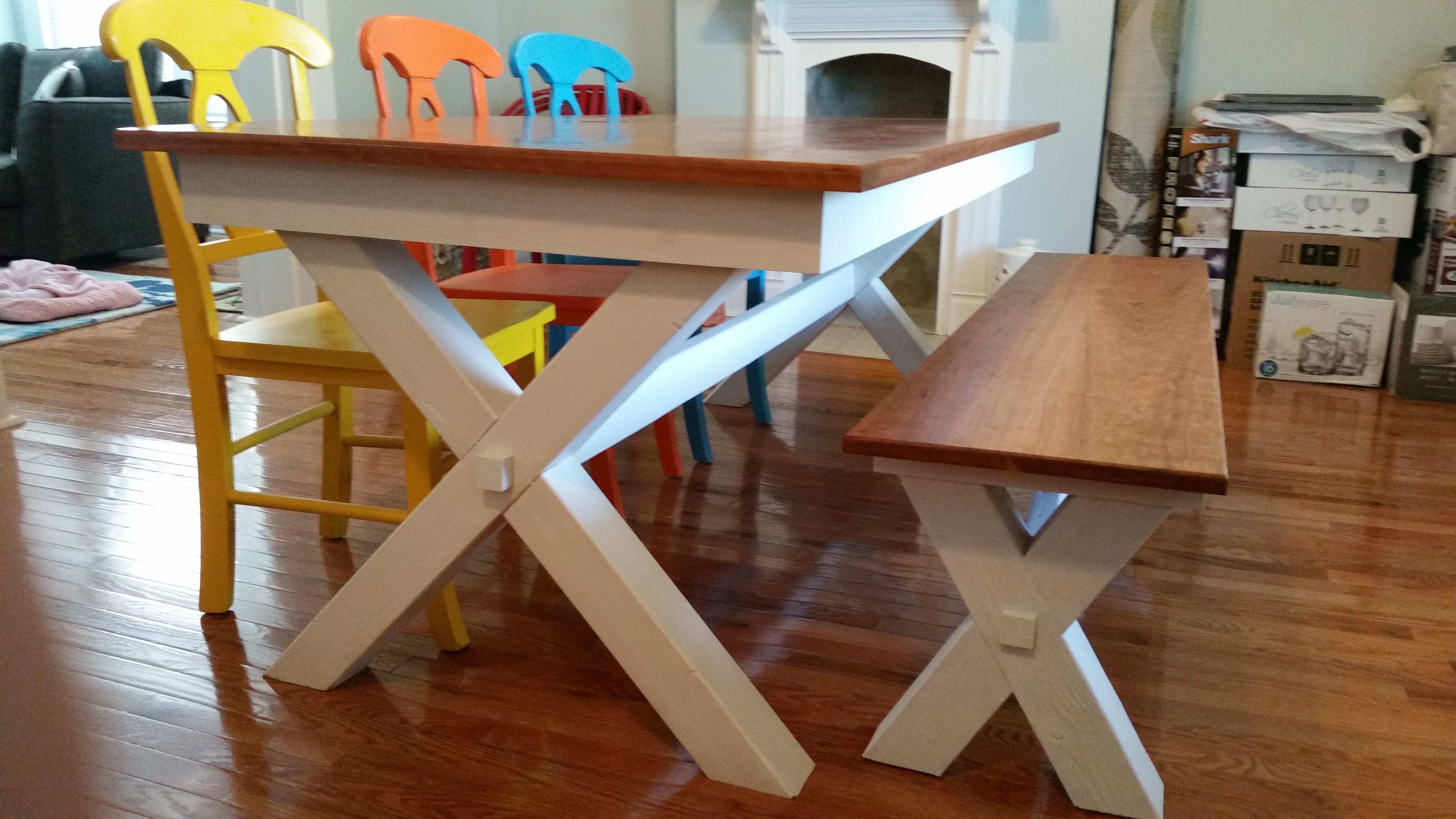 cherry kitchen table bench