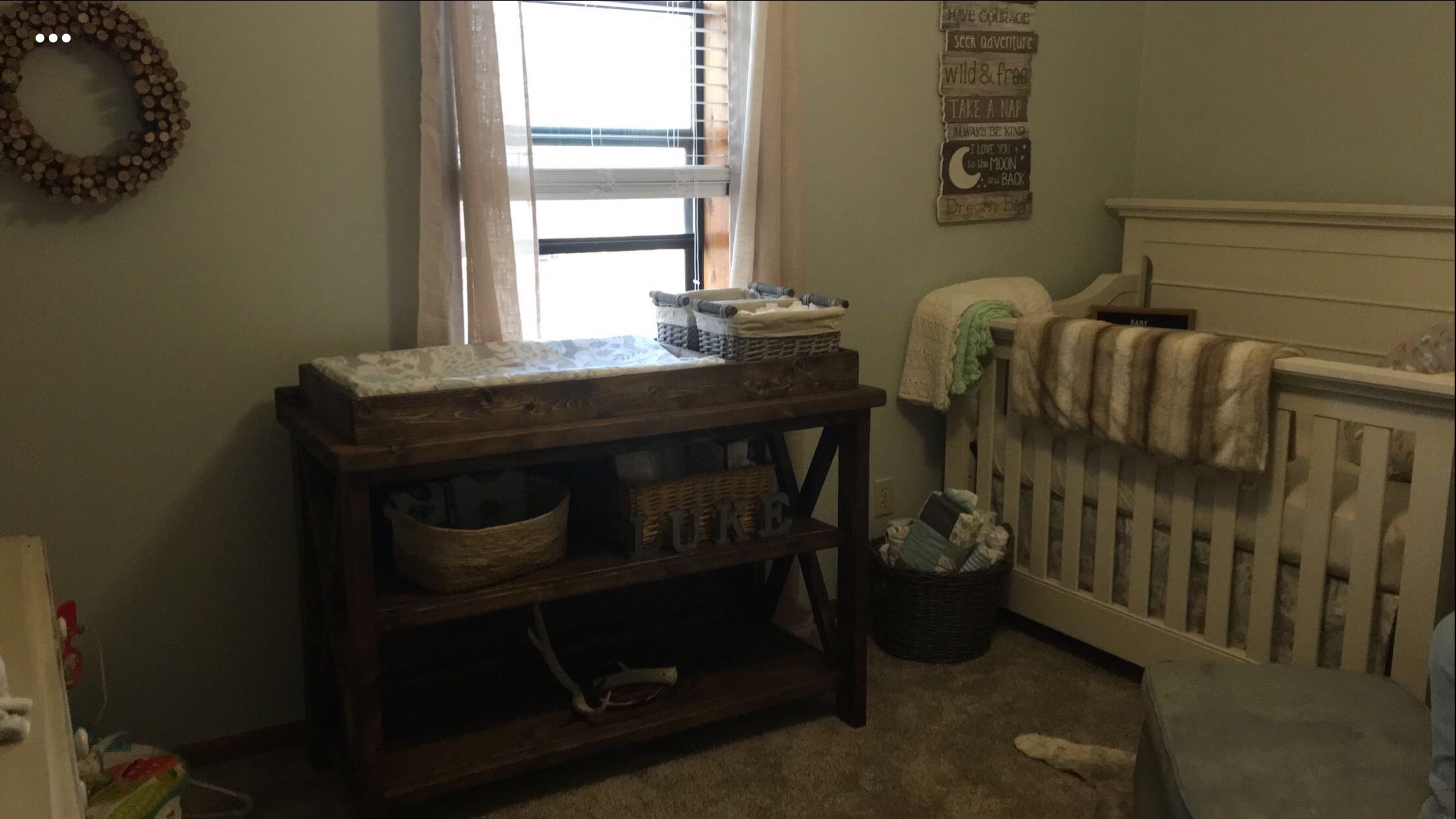 rustic changing table
