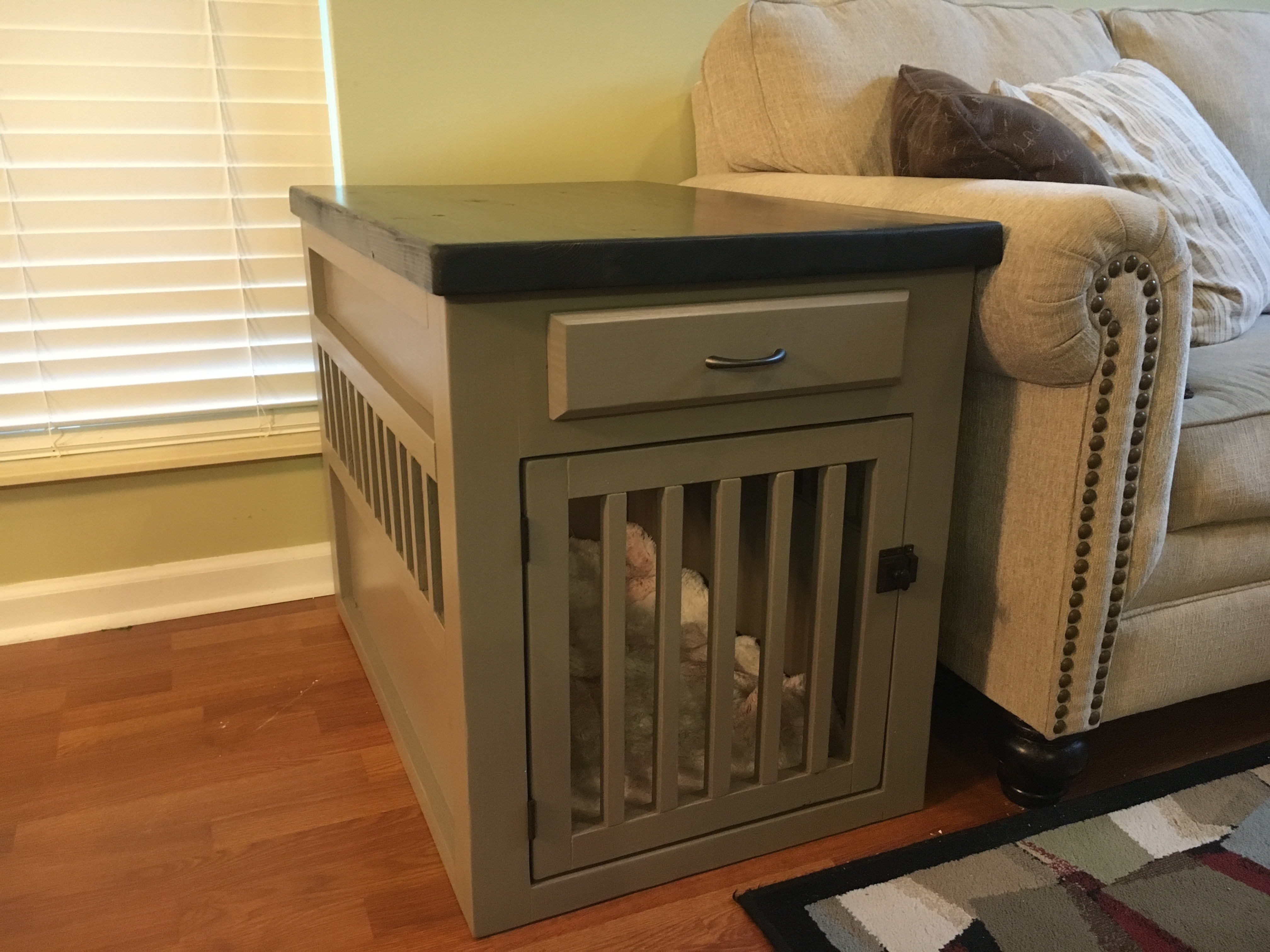dog crate nightstand with drawer