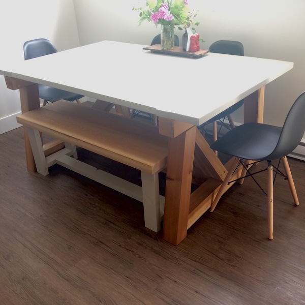 Photo: Dining room table with bench