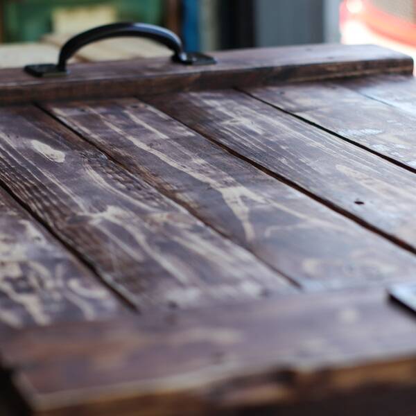 Photo: Rustic Wood Stove Top Cover