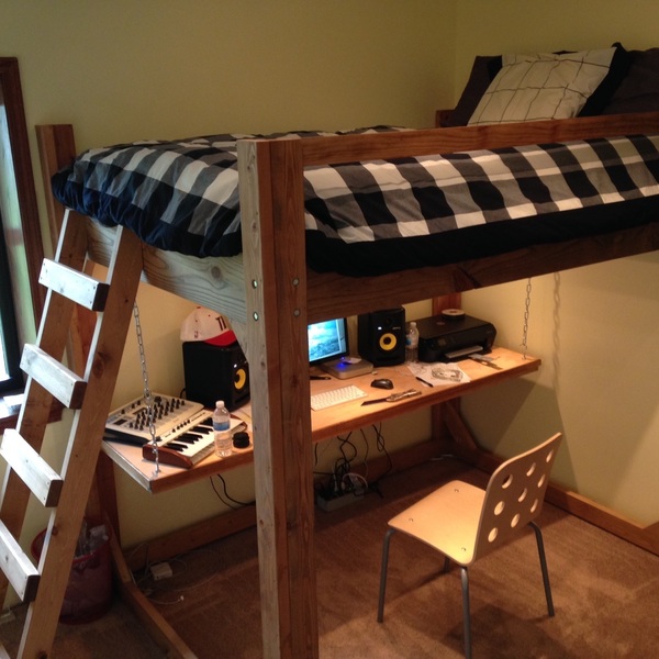 Queen Loft bed with hanging Desk - RYOBI Nation Projects