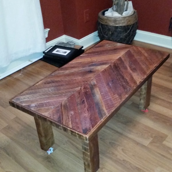 Photo: Chevron Coffee table from reclaimed pine taken from an old home in new orleans